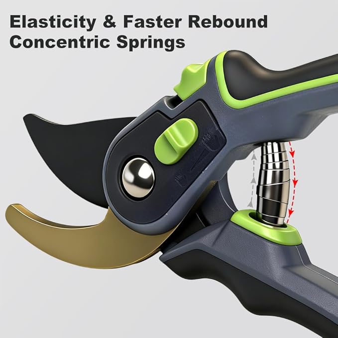 Pruning Shears for Gardening, Sharp Stainless Steel Blade Garden Scissors Plant Flower Garden Clipper (Green)