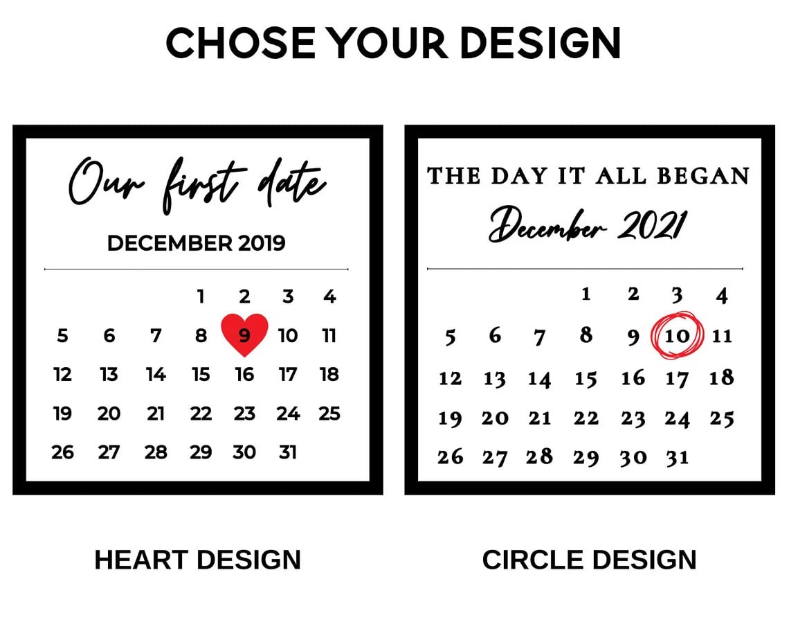 Personalized Calendar Gift Keepsake - Romantic Gift, Wedding Gifts, Gift for Him, Gift for Anniversary, Couples Gift, Gifts for Wife and Husband Memorial Keepsake