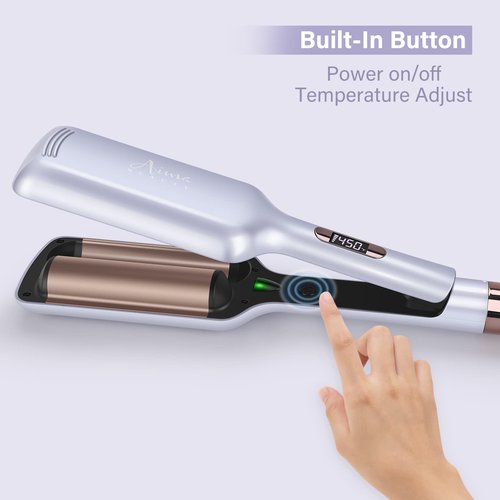 One Step Hair Dryer & Volumizing Hot Air Brush and Twins Mermaid Hair Waver,Anti-Scald Hair Crimper Bundle