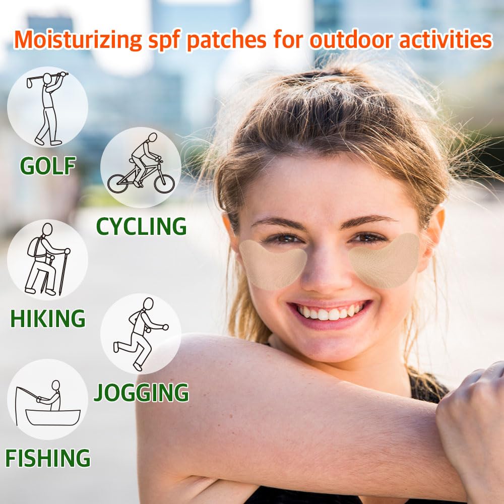 BLOCK&CARE Golf Patches for Sun Protection UV Protection Facial Patches for Outdoor Activities 5Pairs of Sunblock Gel Patches wi