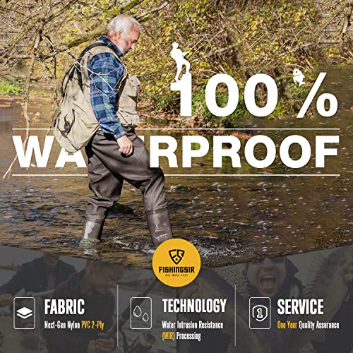 FISHINGSIR Fishing Waders for Men, 2-Ply Nylon/PVC Waterproof Women Chest Wader with Boots, Bootfoot Hunting Waders