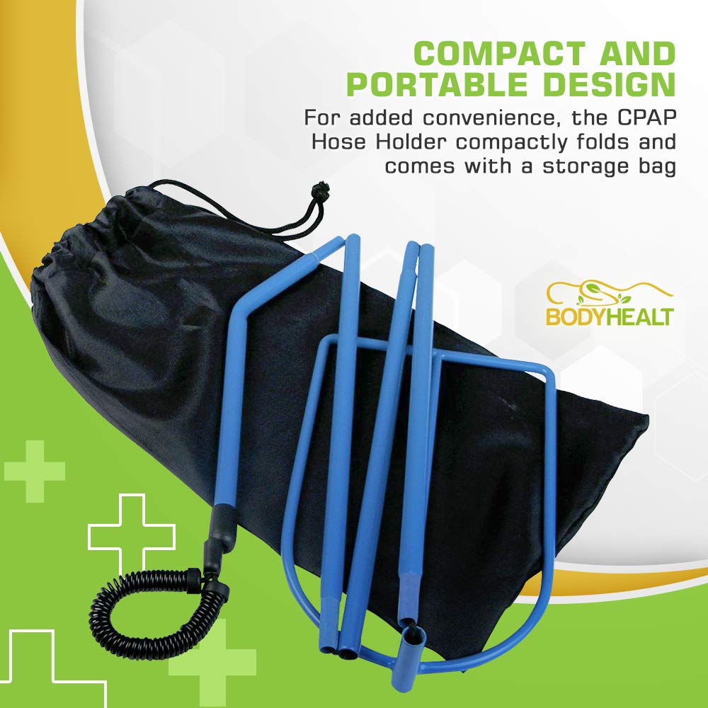 BodyHealt CPAP Hose Holder for Bed - Tangle Free CPAP Hose Hanger for CPAP Machine. Portable Travel CPAP Tube Holder with Bag & Adjustable Swivel Arm to Prevent Blockage Bedside CPAP Hook for Sleeping