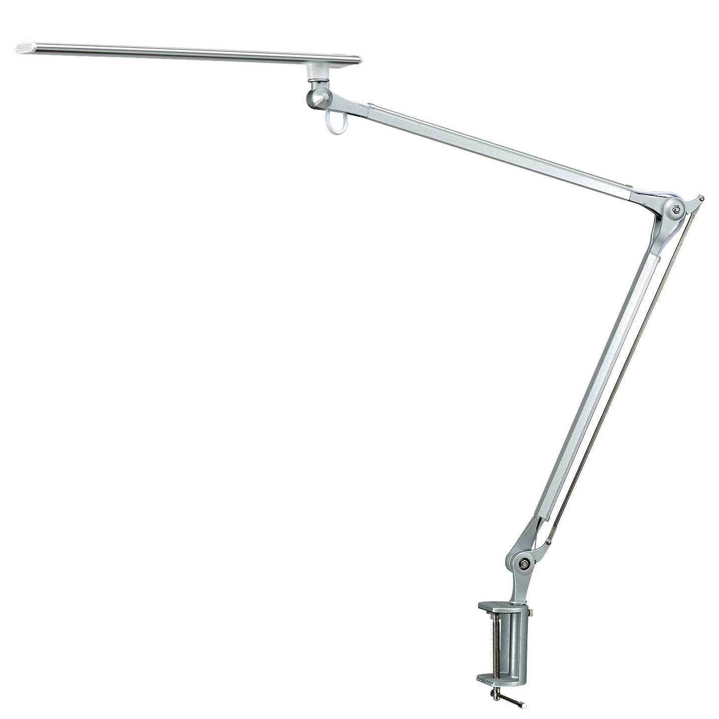 PHIVE CL-1 Architect Desk Lamp, LED Clamp on Desk Light with Metal Swing Arm, Eye-Caring Dimmable Drafting Table Lamp, Highly Adjustable Architect Task Light for Home/Office, Silver
