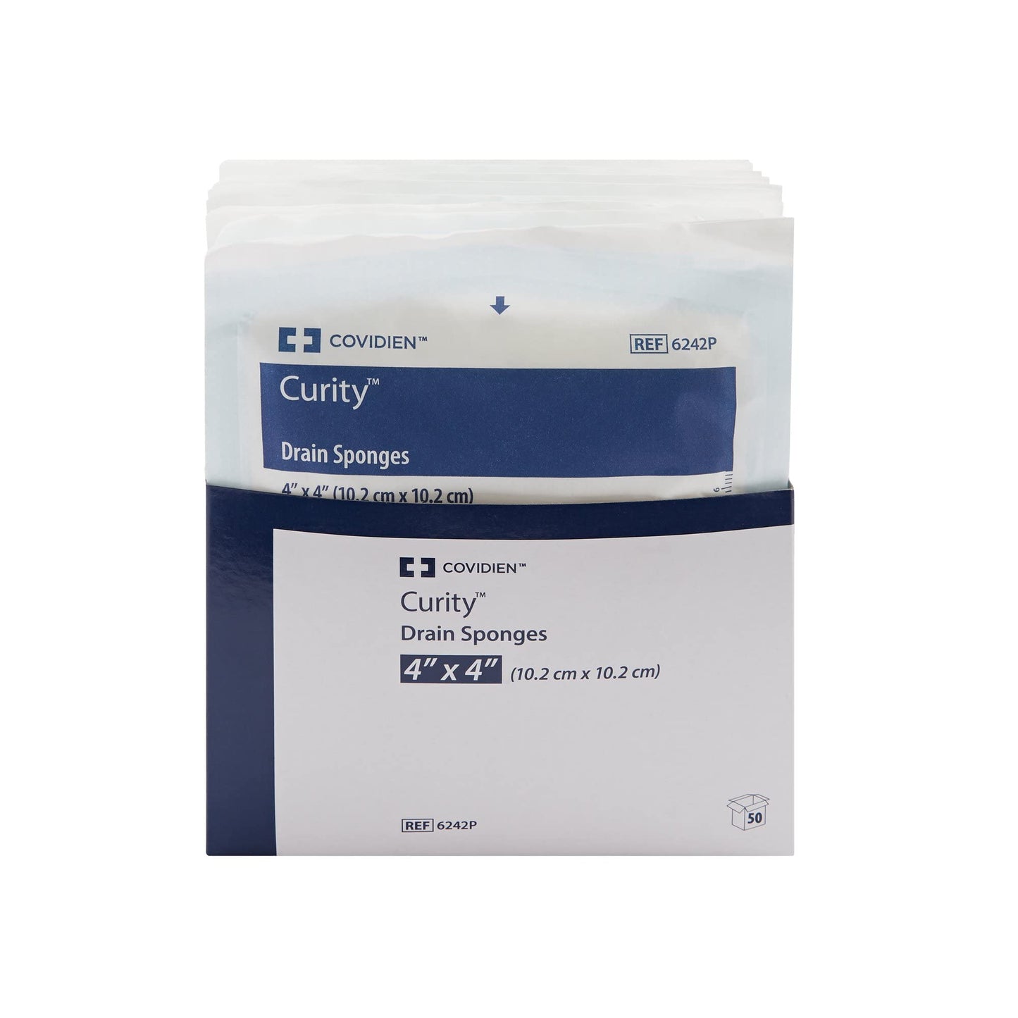 Covidien 6242P Dermacea Drain Sponge, Sterile 2's in Peel-Back Package, 4" x 4", 6-ply (Pack of 50)