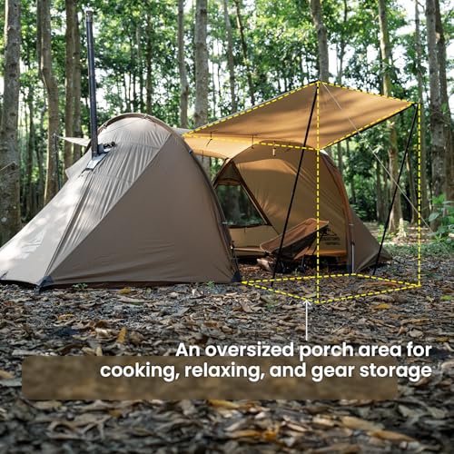 OneTigris Raven NEST Hot Tent with Stove Jack, Spacious Waterproof 2 Person Tunnel Tent for Camping, Hiking, Backpacking, ...