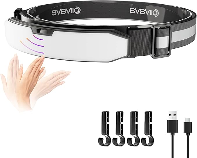 svsviio K0209 1500 Lumen Rechargeable Headlamp with Motion Sensor & Red Light-Super Bright Head Lamp,Head Lights for Foreh...
