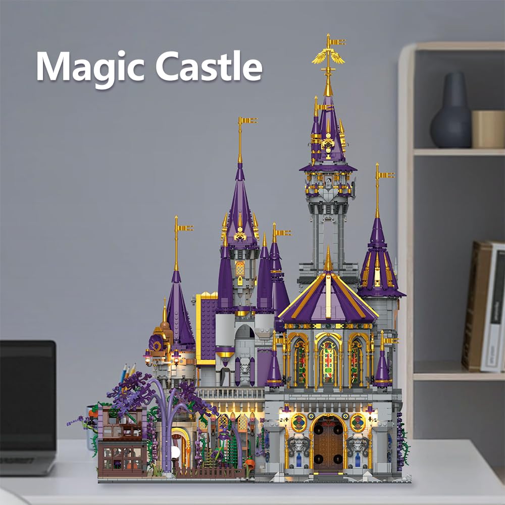 MISINI 33210 Halloween Magic Castle Building Block Set, 8514 Pieces Big Modular House Building Kit for Adults, Street View Castle Model Toy Building Bricks Set, MOC Collectible Construction Toy Gift