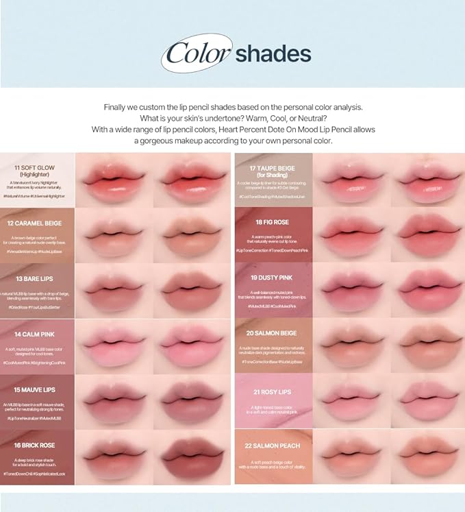 Heart Percent Dote On Mood Lip Liner Pencil, Long-Lasting Creamy Lip Crayon Smooth Lipliner Retractable Lipstick Overlip Line Color 0.8g, #05. Apricot Coral