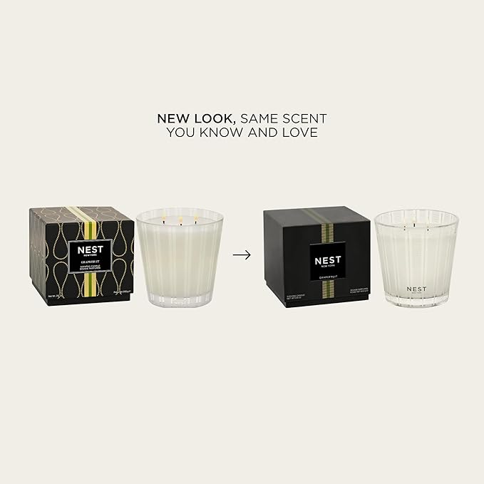 NEST New York Scented 3-Wick Candle, Grapefruit - 21.2 oz - Up to 100-Hour Burn Time - Reusable Glass Vessel