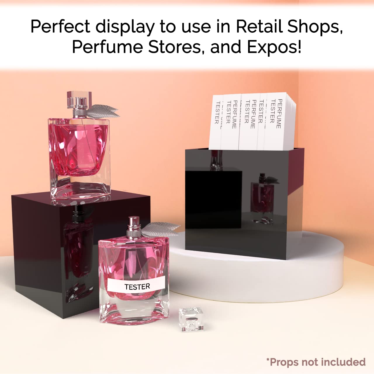 Marketing Holders 5 Acrylic Display Riser Box with One Open Side No Lid Versatile Preassembled Glossy Black Square Lucite Retail
