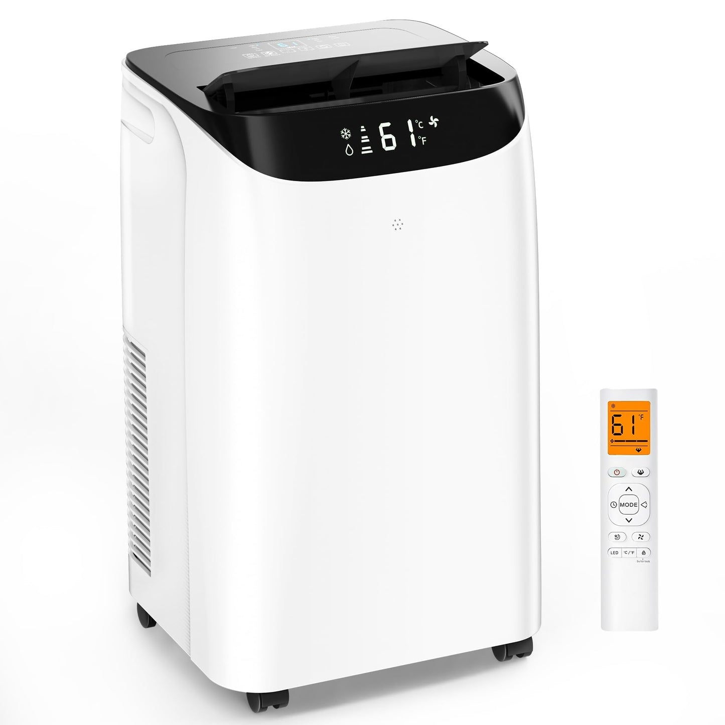 14000 BTU Portable Air Conditioners, Cools Up to 700 Sq.Ft, Free standing AC Unit, Cooling, Dehumidifier, Fan, Sleep Mode, Remote Control & Installation Kit, White