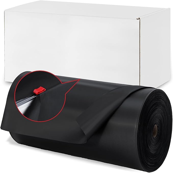 Plastic Tablecloth Roll, 410 Ft x 54 In Plastic Table Cloth Disposable Black Tablecloth Roll Premium PEVA Waterproof Black...