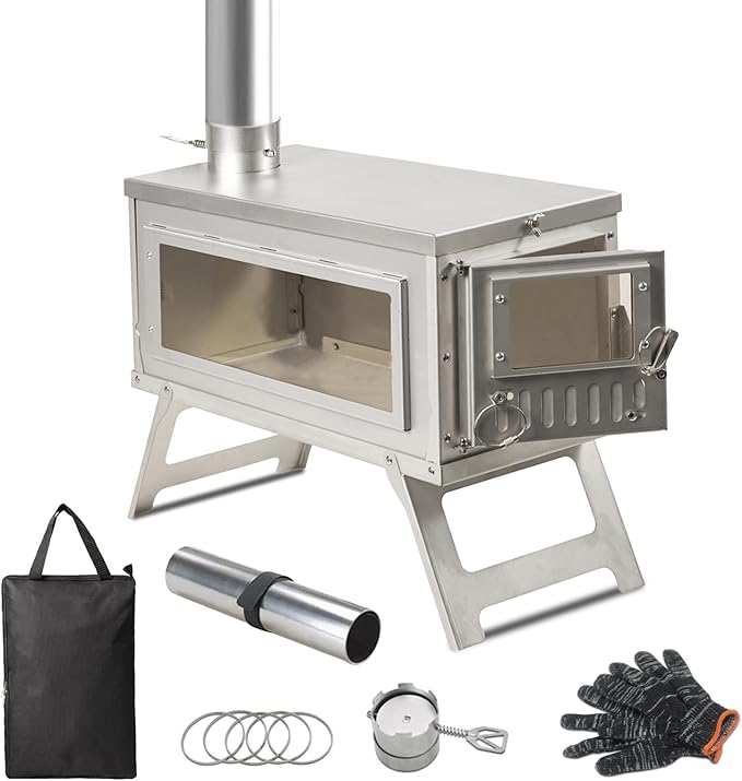 Yesinaly Ultralight Camping Stove Portable Wood Burning Stove for Tent, Camping, Outdoor Cooking, Hunting, Ice Fishing, 1...