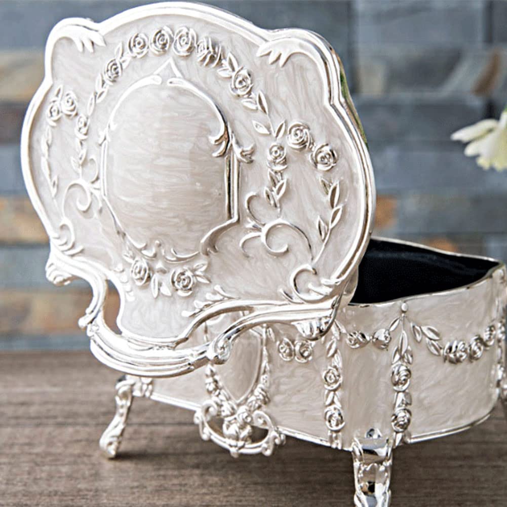 AVESON Luxury Vintage Metal Alloy Jewelry Box Ring Trinket Case Christmas Birthday Gift, Large