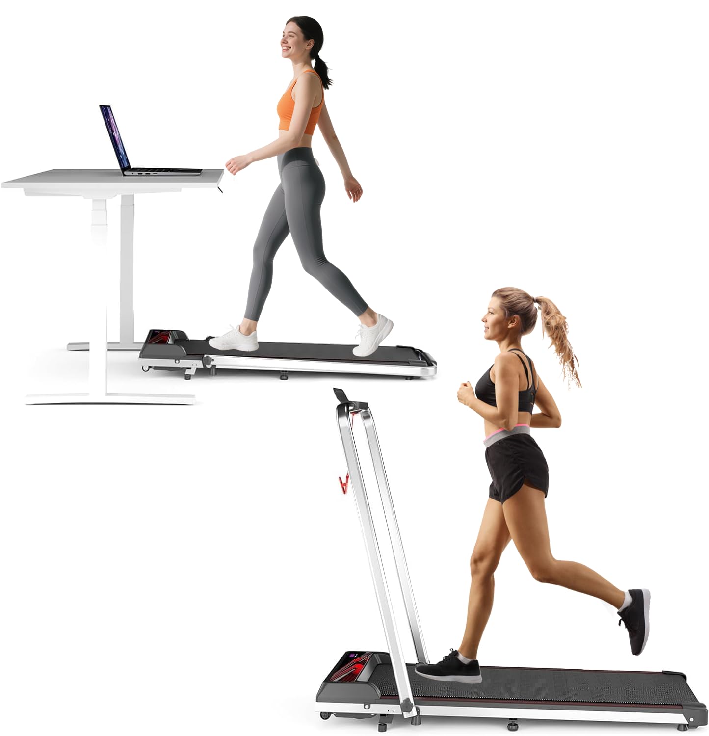 RIVANO Walking Pad Treadmill, 2 in 1 Folding Walking Pad with Incline, Portable Under Desk Treadmill for Home Office Use, Wide Walking Pad with Remote Control, Smart App, Workout Equipment Screen