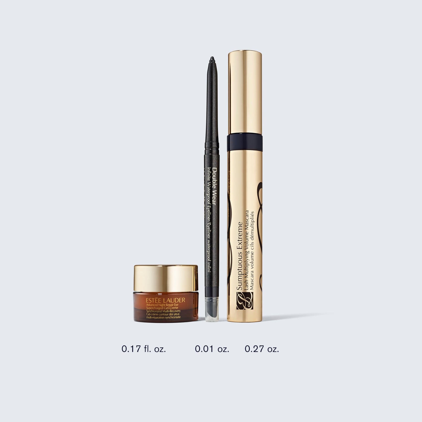 Estée Lauder Lash Drama 3-Piece Mascara Gift Set | Volume + Curves + Brighten | Includes Full Size Mascara, Eyeliner & Travel Size Under Eye Cream
