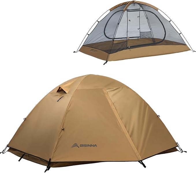 BISINNA Backpacking Tent 2 Person Lightweight Camping Tent Waterproof 3 Season with Aluminum Pole for Outdoor Mountaineeri...