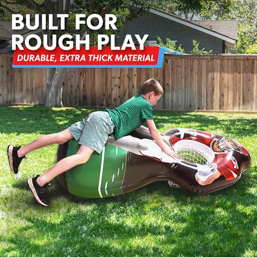 GoSports Inflataman Football Challenge - Includes 4 Rubber Footballs, Ball Pump, and Scoreboard - Inflatable Receiver Touc...