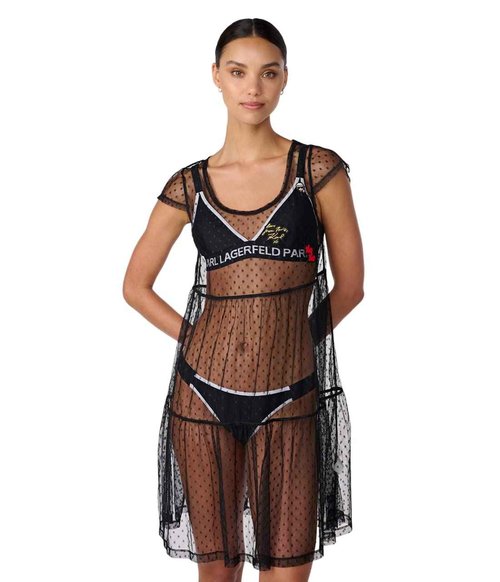 Karl Lagerfeld Paris Women's Standard Swim Coverup, Black, Large