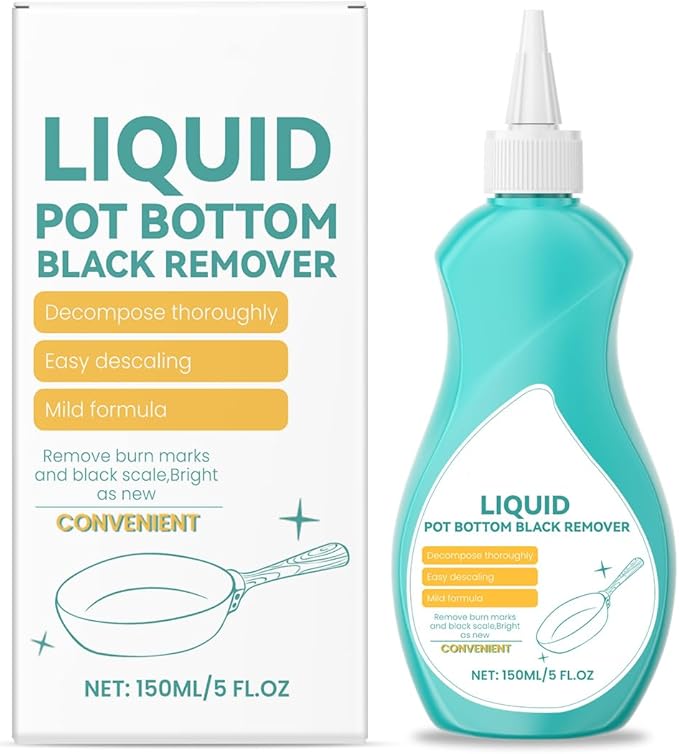 Liquid Pot and Pan Cleaner for Burnt On Food & Grease, 5 fl oz Tough Stove Top and Cookware Cleaner, Removes Stubborn Stains on Stainless Steel, Cast Iron, Copper Pots