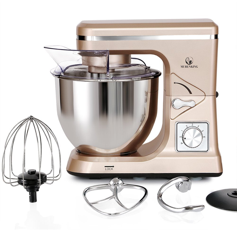 MURENKING Stand Mixer,5.3-Qt & 500W & 6+P Speed MK36 Tilt-Head Kitchen Electric Food Mixers Home Baking Dough Machine with Accessories (Champagne)