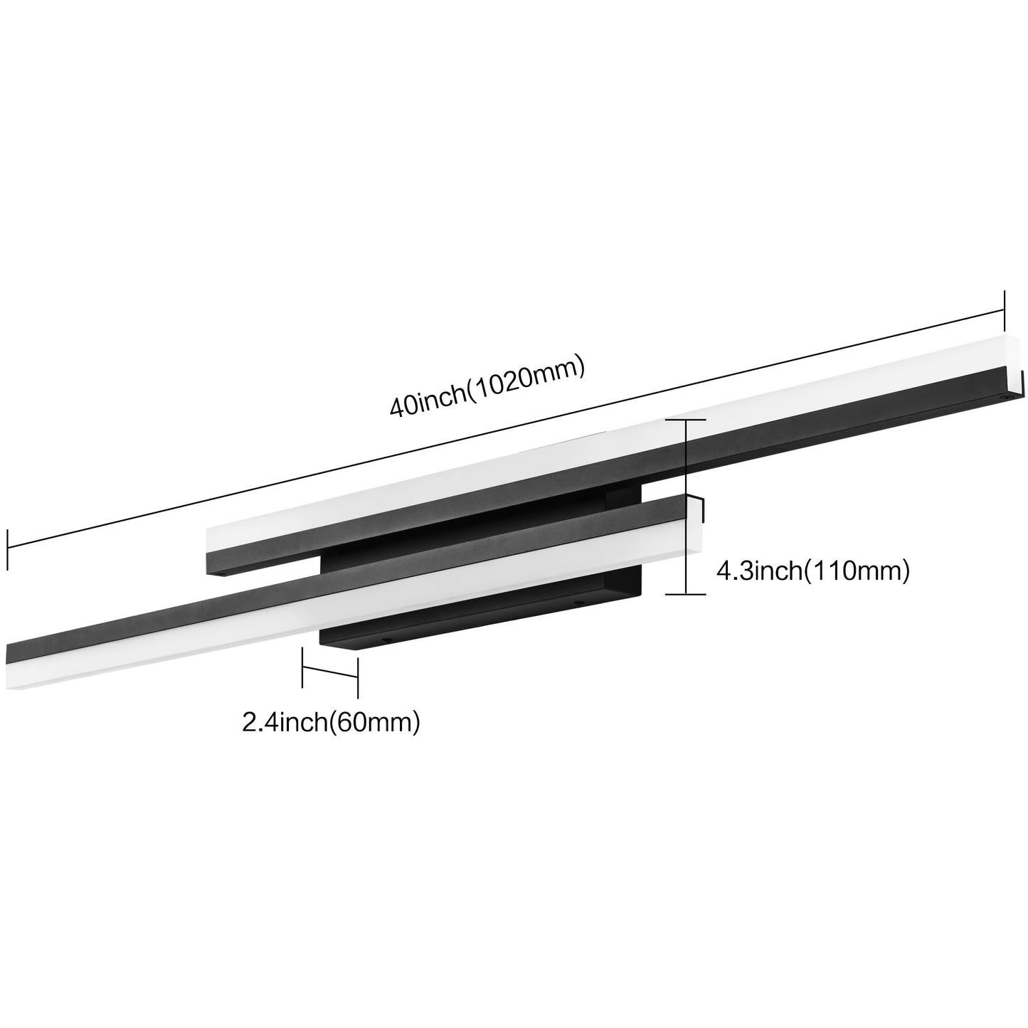PRESDE 40 Inch LED Bathroom Vanity Light Bar, Modern Black Wall Lighting Fixture Over Mirror 5CCT