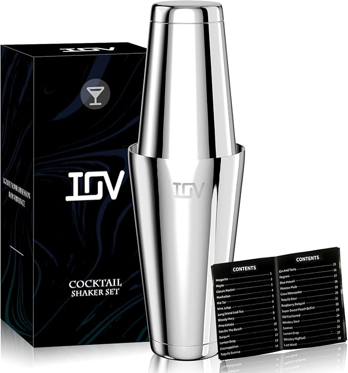 IOV Boston Cocktail Shaker Set, 18oz & 28oz Stainless Steel Weighted Shaker Tins, Metal Martini Drink Mixer for Bartendin...