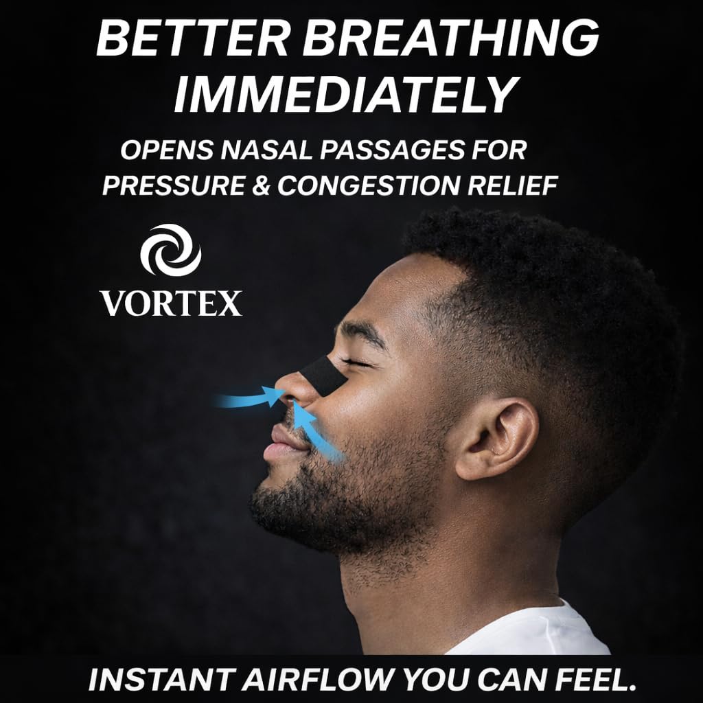 Performance Nose Strips for Breathing (90 Count) - Oil & Sweat Proof Adhesive - Athletic Nasal Strips for Snoring & Sleeping - Black, Wide, Universal Fit, Extra Strength Snoring Solution for Sleep