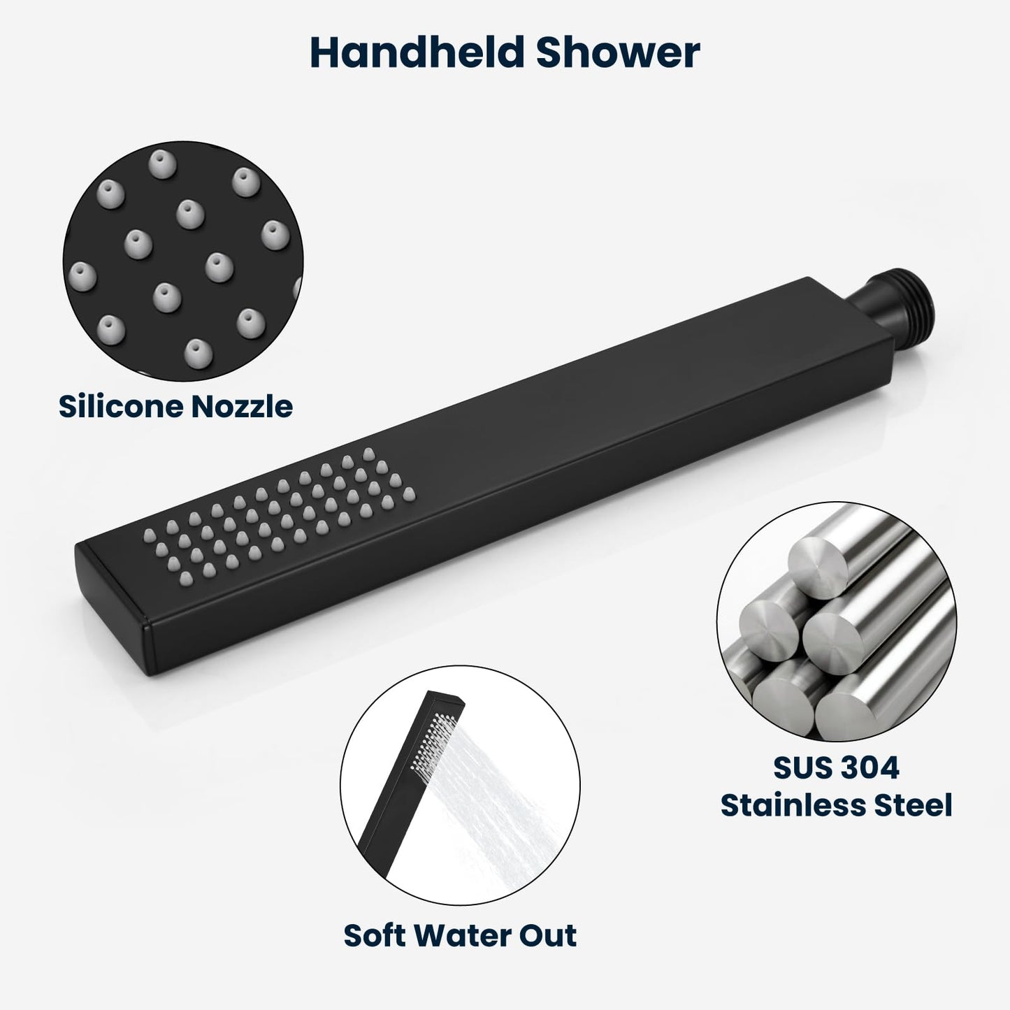 gotonovo Shower Faucet with Full Body Jets Rain Mixer 12 inch Rainfall Shower Head and Handheld Spray Combo Wall Mounted Rough-in Valve and Trim Included with 6pcs Body Message Jets Matte Black