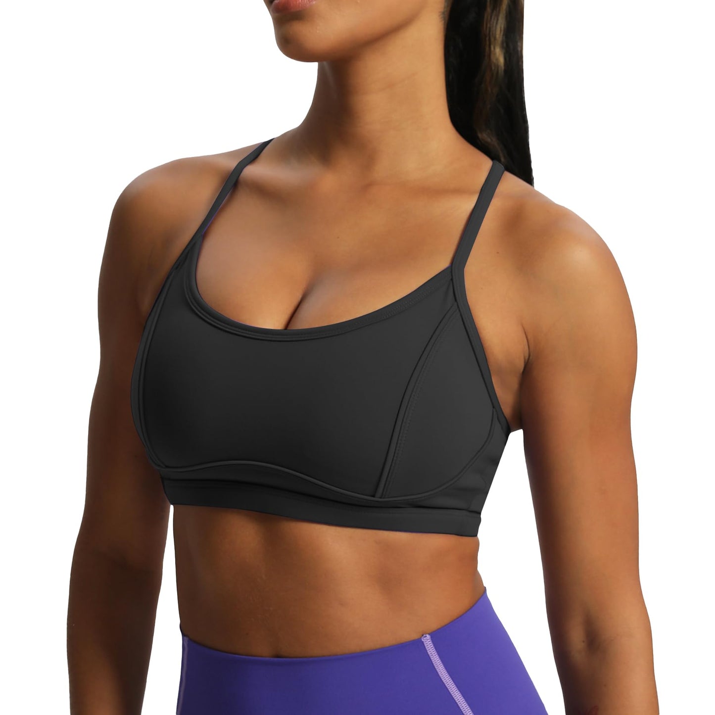 Aoxjox Women's Workout Sports Bras Fitness Training Gym Lexi Lined Bra Yoga Crop Tank (Black, X-Small)