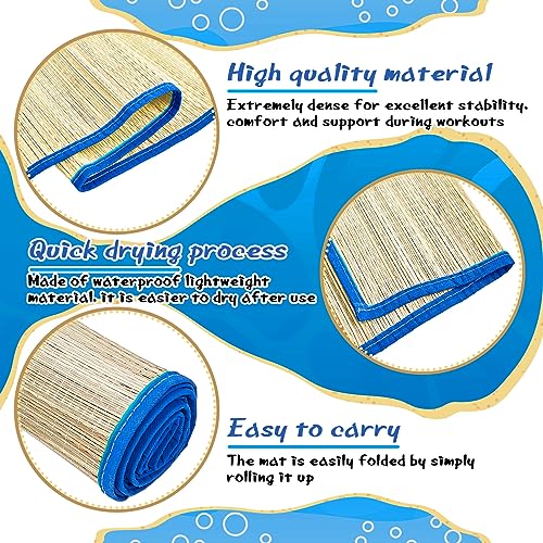 Qunclay 4 Packs Straw Beach Mat Waterproof Non Slip Straw Mat Foldable Lightweight Picnic Mat with Trim for Camping Sunbat...