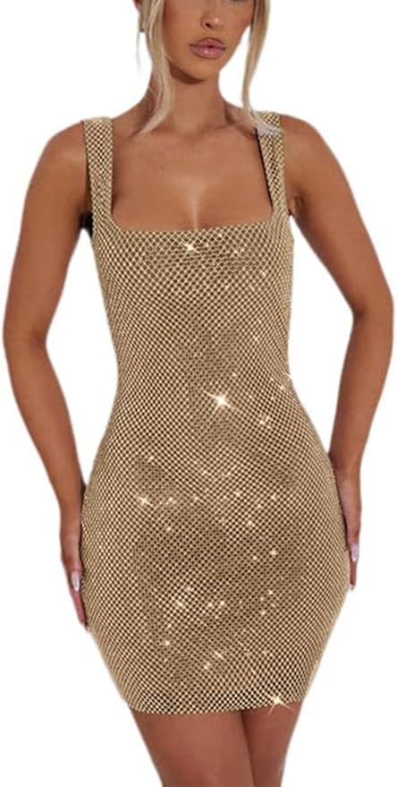 Sparkly Sequin Short Homecoming Dresses for Teens Square Neck Bodycon Mermaid Mini Cocktail Party Dress