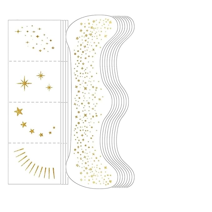 Glitter Freckles Face Tattoo - 20Pcs Waterproof Gold Temporary Sparkle Patches for Women Glow Up Makeup Patches Accessorie...