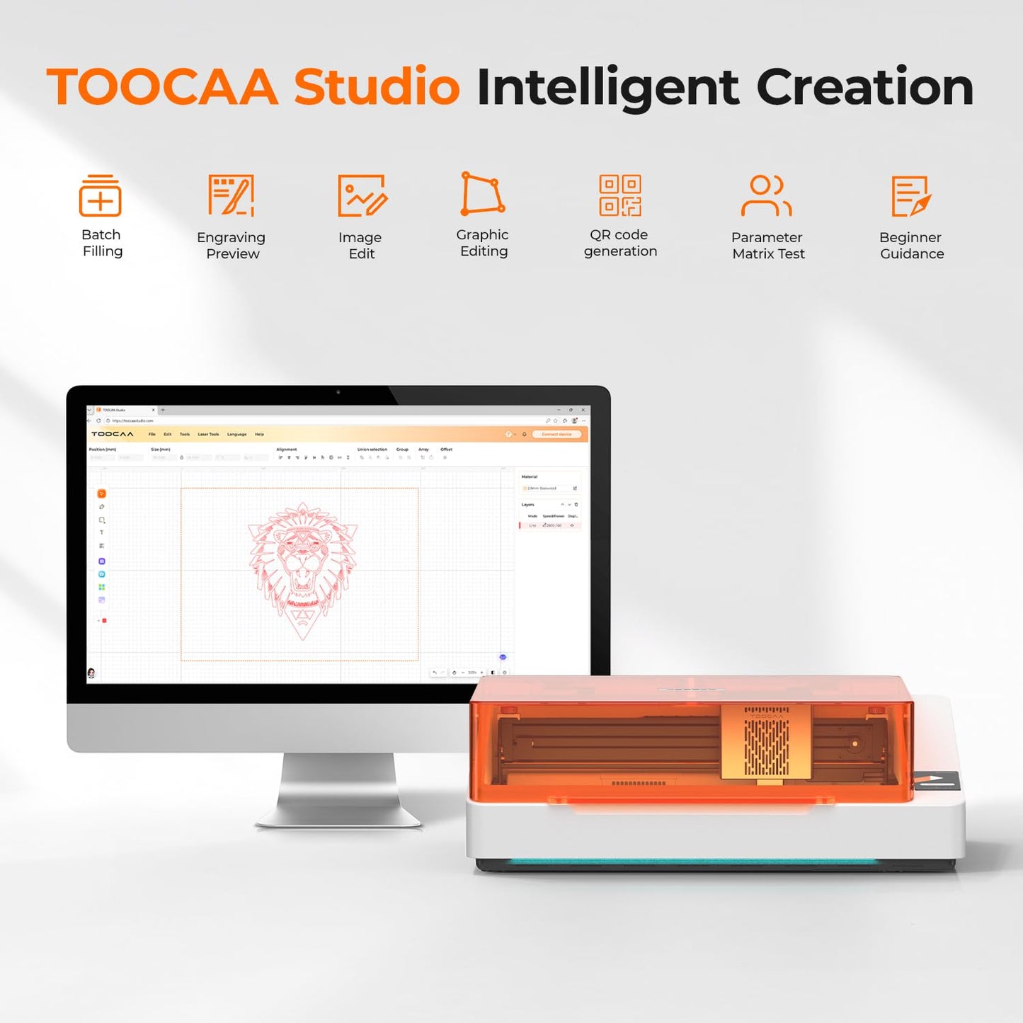 TOOCAA NOVA 20W Smart AI Laser Engraver Cutter w/Air Assist, Fully Assembled Enclosed, 5MP AI Positioning Camera & Auto Focus, Dual Exhaust, Class1 Safety, Blade Cut Panel, No-Riser Tumbler Engraving