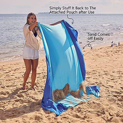 WEKAPO Beach Blanket Sandproof Waterproof, Extra Large Beach Mat, Oversized & Compact Sand Free Mat Quick Drying, Lightwei...