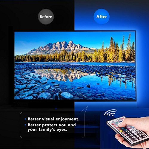 HOUHUI USB LED Strip Lights Kit, 4 Pre-Cut 1.64ft/6.56ft RGB LED Light Strips, Color Changing TV Backlights with Remote, R...