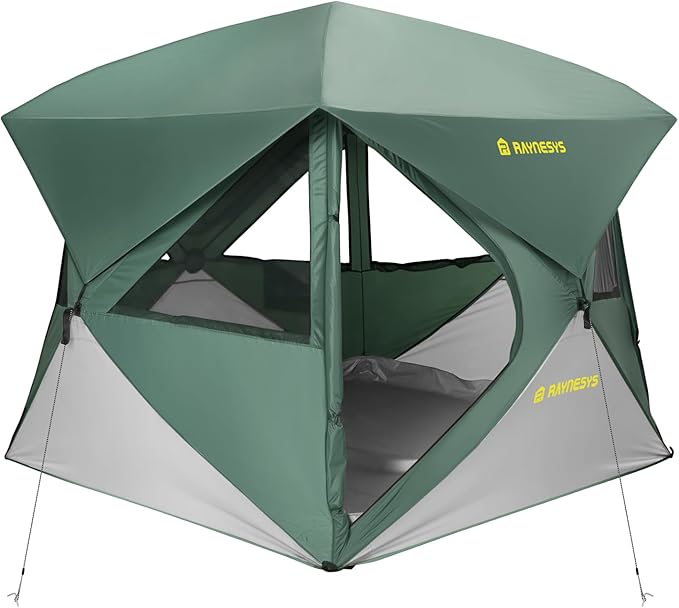 Camping Tent, 4 Person Tent for Camping, Setup in 60 Seconds, 4 Person Pop up Tents, Hub Tents, Water-Resistant, Windproo...