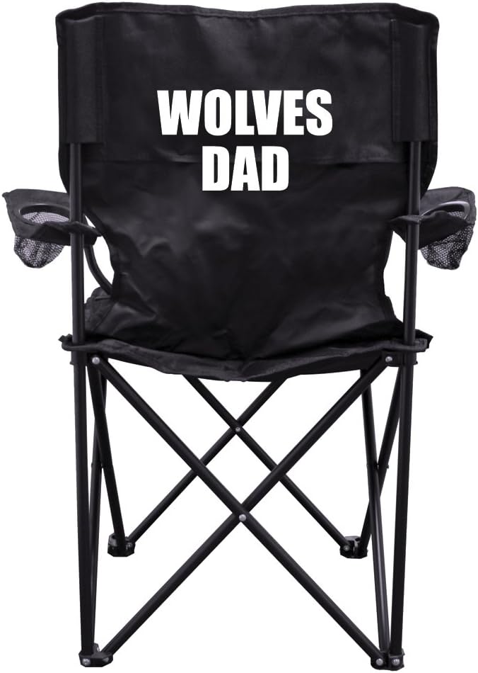 VictoryStore Outdoor Camping Chair - Wolves Dad Black Folding Camping Chair with Carry Bag