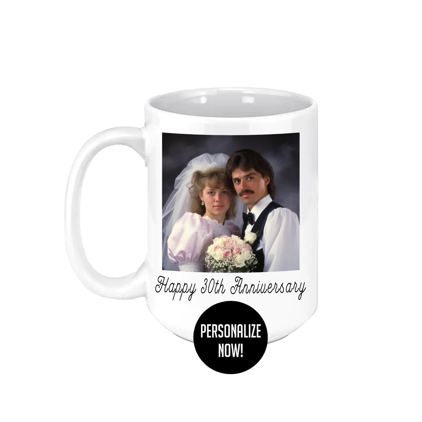 Personalized Photo Picture Ceramic 15oz Coffee Mug DYE - Wedding Gifts Anniversary for Couple, Parents Husband Wife, Best Unique Gift Ideas 20th 25th 30th 40th 45th 50th 60th, Year Anniversary