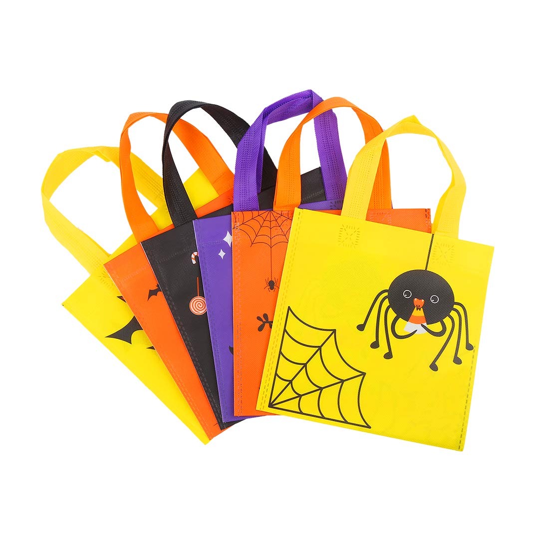 CCINEE 24pcs Non-Woven Treat Bags 8 Cute Halloween Pattern Totes Party Bags with Handles for Kids' Halloween Trick or Treat Party Favor Supply