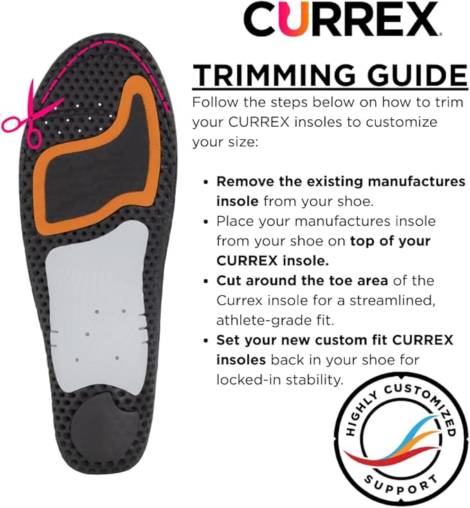 CURREX PICKLEBALLPRO Insoles for Pickleball Shoes – Arch Support Inserts w/Super Grip Surface & Premium Heel Cushioning, Helps Improve Foot Stability – for Men & Women– Low Arch, Medium