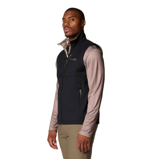 Columbia Men's PHG Ascender II Softshell Vest, Black/Timberwoods Camo, Large