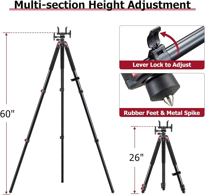 Trakiom Clamping Tripod Rest with Sturdy Aluminum Frame, Lightweight, Provides Stability, Adjustable Legs, and Hands-Free Operation for Outdoors