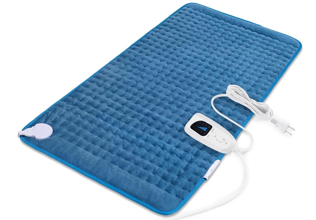 Deepsoon Heating Pad,Electric Heating Pads for Back,Neck,Abdomen,Moist Heating Pad for Shoulder,Knee,Arms,Legs,Dry/Moist Heat & Auto Shut Off,Christmas Gifts for Men and Women,Blue,33x17 Inch