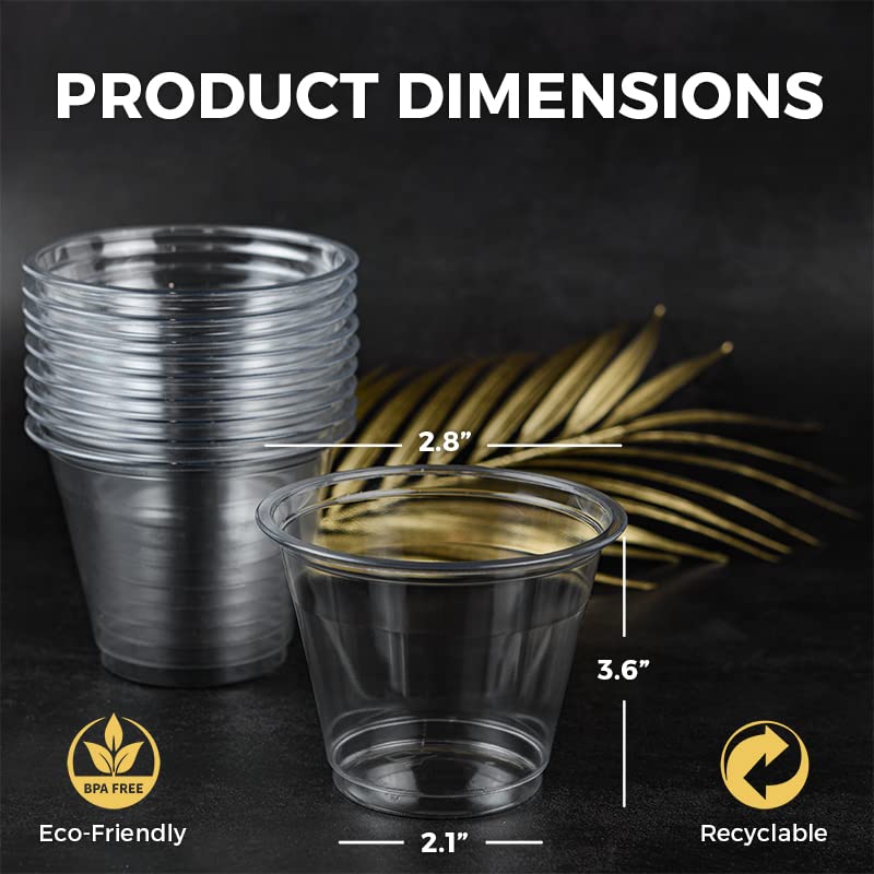 NYHI 100 Pack 9 oz Clear Plastic Cups Disposable Cocktail Bulk Wine Cups for Drinks Punch Champagne Dessert Essential Part...