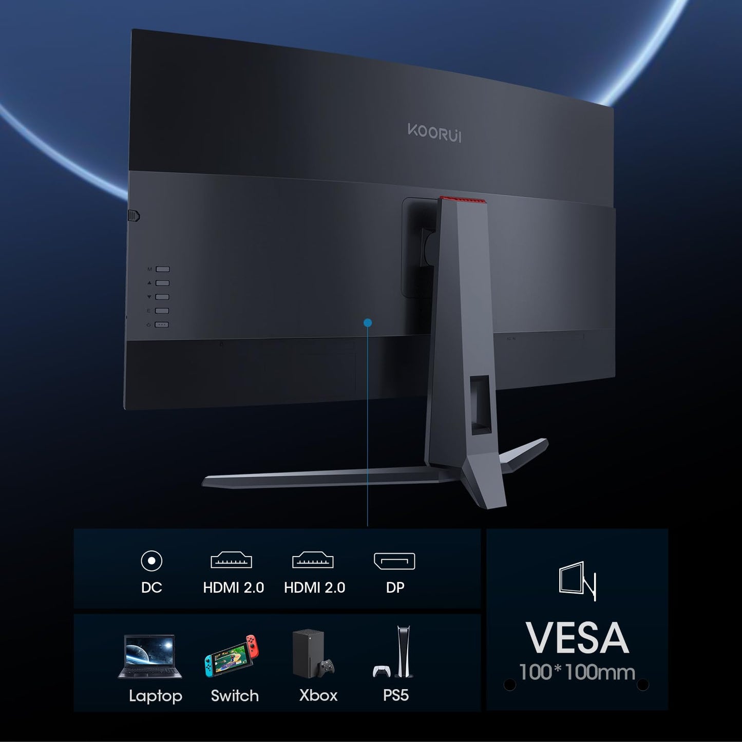KOORUI 32 Inch Curved Gaming Monitor, QHD 2560 x 1440 170Hz Computer Monitor, 1ms Response Time, 1500R Curved Display, 90% DCI-P3, Adaptive Sync, HDMI & DisplayPort, VESA Compatible