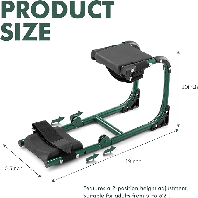 Tcoivs Ergonomic Knee Seat, Foldable 2-in-1 Garden Kneeler and Seat, with Adjustable Kneeling Pad and Soft Seat Cushion, Supports Up to 350 LBS