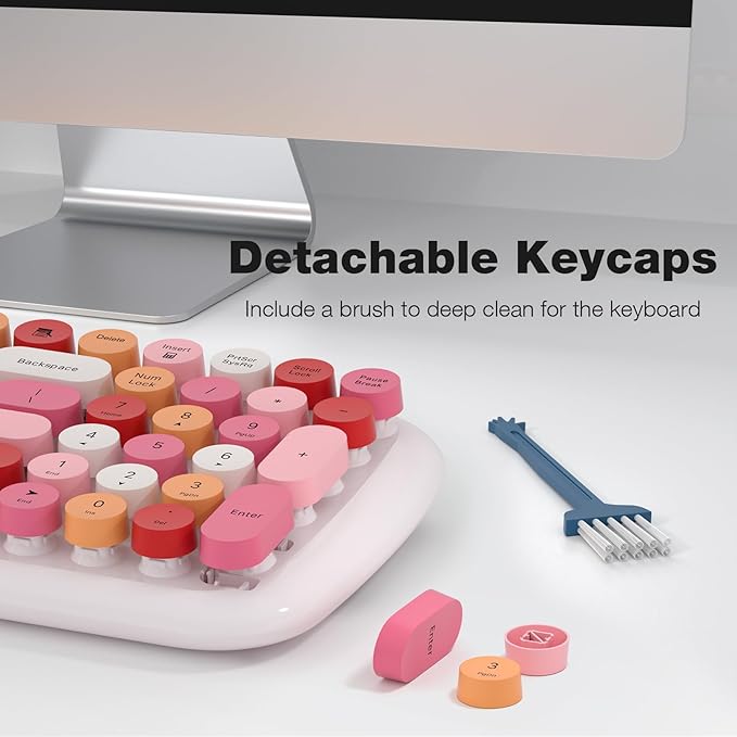 MOFII Wireless Keyboard and Mouse Combo, 2.4GHz Retro Typewriter Keyboard, Plug and Play, for PC Desktops Laptop Windows(White Mixed)