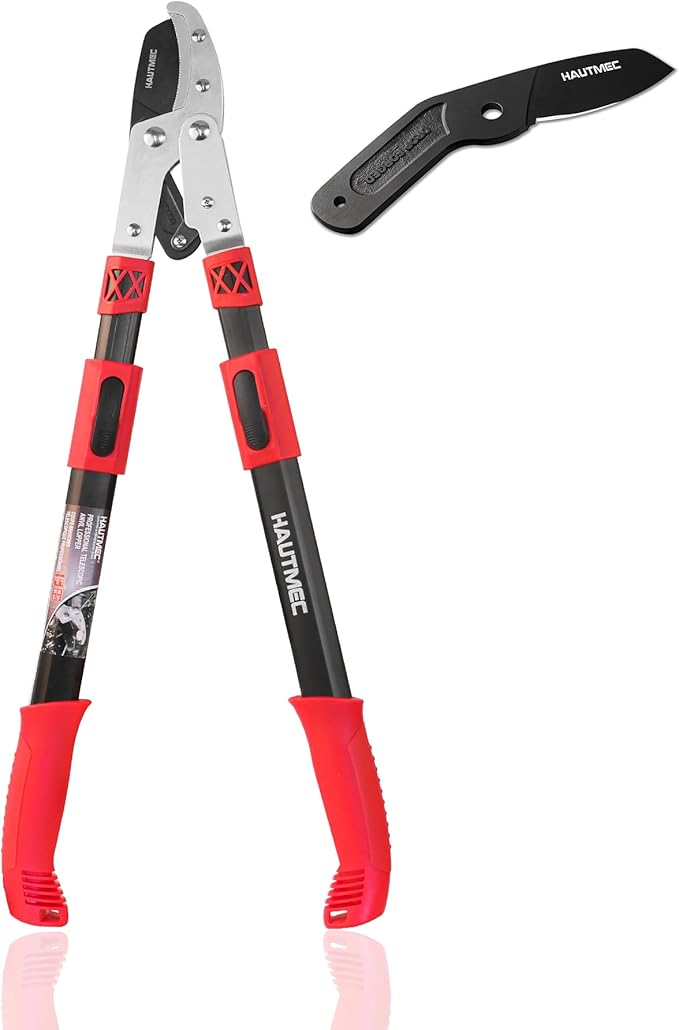 HAUTMEC Anvil Loppers for Tree Trimming Heavy Duty, Extendable 27-37'' Garden Loppers with Compound Action System, 2" Cutting Capacity,with replacement blades, HT0461