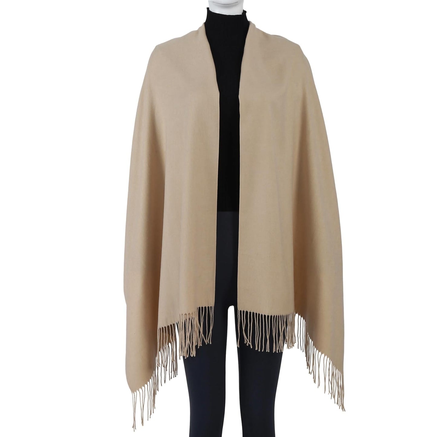 TUSHUSTY Pashmina Feel Shawls Wraps Solid Scarf for Women Soft Silky Warm Men Scarves Hijab Beige